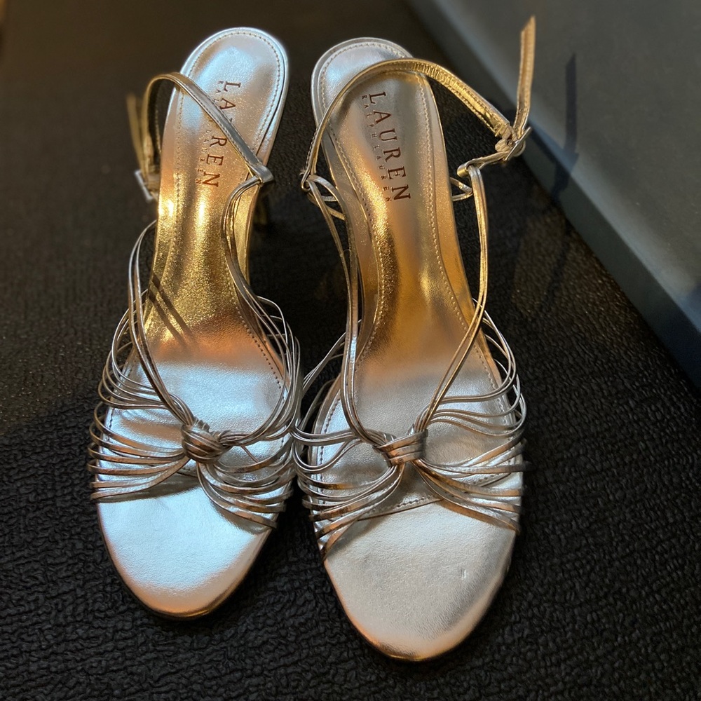 Ralph Lauren Strappy Silver Heels/Sandals